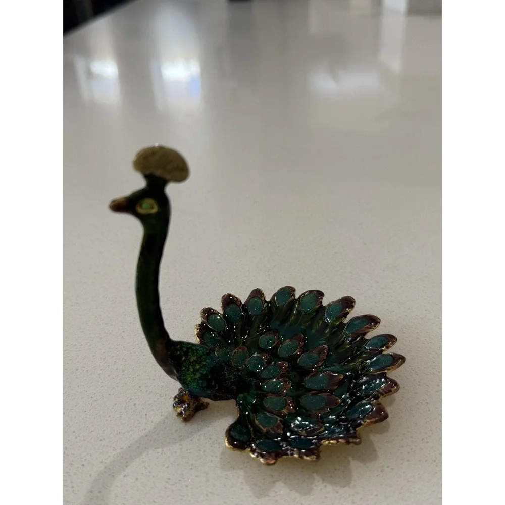 Home X Peacock Trinket Jewelry Ring Holder Multicolor Enameled‎
